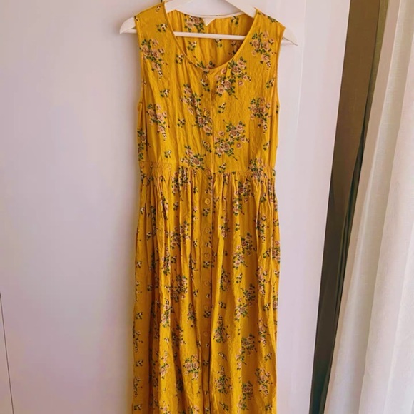 CICEK A-CUT FLORAL DRESS - YELLOW